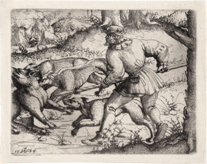 Lot 5509, Auction  118, Hirschvogel, Augustin, Die Wildschweinjagd