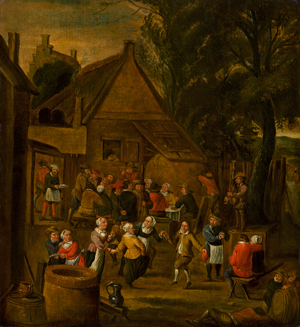 Lot 6020, Auction  118, Niederländisch, 17. Jh. Dorffest: Tanzende Bauern vor einer Schänke