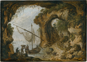 Lot 6032, Auction  118, Zobel, J., 18. Jh. Grotte mit Fischern