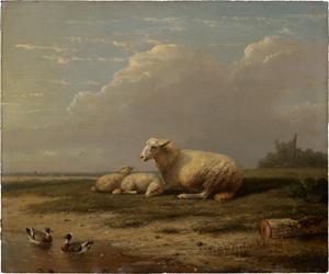 Lot 6051, Auction  118, Verboeckhoven, Eugène, Ruhende Schafe an einem Flussufer