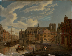 Lot 6052, Auction  118, Wynantz, Augustus, Gent: Blick über den Fluss Leie auf die Sankt Michaelskirche