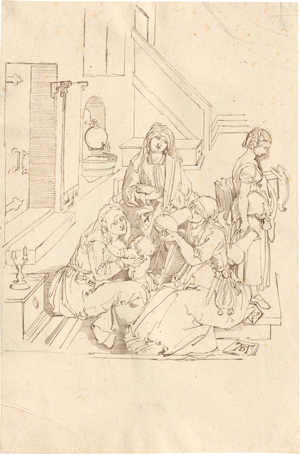 Lot 6343, Auction  118, Schnorr von Carolsfeld, Julius, Gruppe der Wöchnerinnen aus die Geburt Mariens nach Albrecht Dürer (Detail)