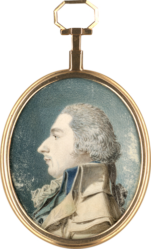 Lot 6450, Auction  118, Wocher, Marquard, Miniatur Portrait Profil nach links des Johann Georg Burckhardt, rückseitig Liebesallegorie