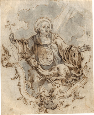 Lot 6679, Auction  118, Göz, Gottfried Bernhard, Bildnis des hl. Magnus, Apostel des Allgäus, mit Drachen