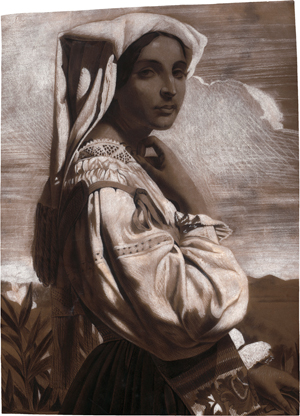 Lot 6760, Auction  118, Deutsch, um 1840. Bildnis einer jungen Frau aus Olevano