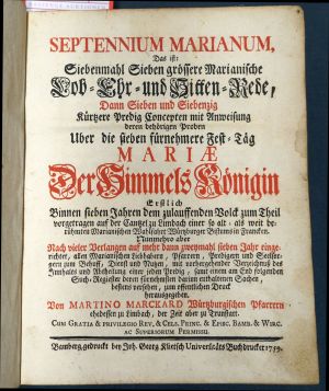 Lot 1084, Auction  119, Markard, Martin, Septennium Marianum