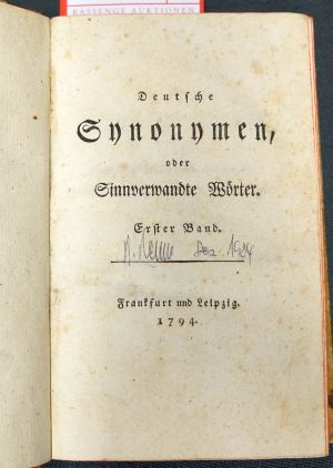 Lot 2042, Auction  119, Deutsche Synonymen, oder sinnverwandte Wörter