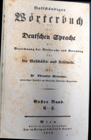 Lot 2079, Auction  119, Heinsius, Theodor, Vollständiges Wörterbuch der Deutschen Sprache 