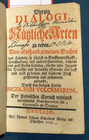 Lot 2162, Auction  119, Volckmar, Nicolaus, Vierzig Dialogi, oder Nuetzliche Arten zu reden