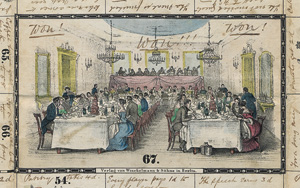 Lot 2198, Auction  119, Gänsespiel Gala-Dinner, Lithographischer Spielplan mit 67 Spielfeldern