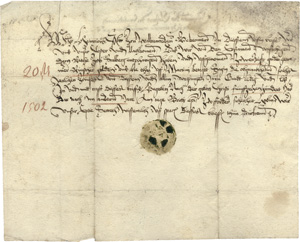 Lot 2605, Auction  119, Walkenried, Kloster, Quittung von 1502