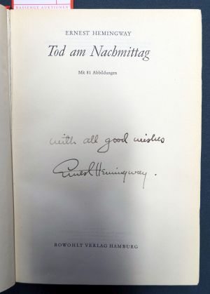 Lot 3161, Auction  119, Hemingway, Ernest, Tod am Nachmittag (signiert)