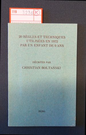 Lot 3236, Auction  119, Boltanski, Christian, 20 règles et techniques utilisées en 1972 etc.