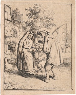 Lot 5168, Auction  119, Ostade, Adriaen van, Eine Frau und ein Mann im Gespräch