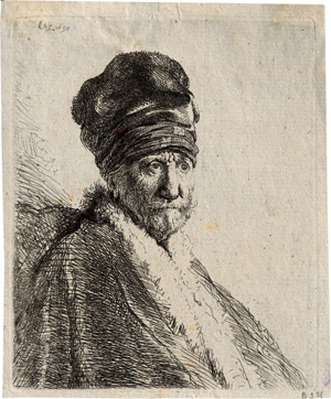 Lot 5209, Auction  119, Rembrandt Harmensz. van Rijn, Mann mit Schnurrbart und turbanartiger Mütze