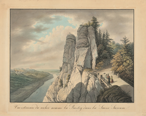 Lot 5502, Auction  119, Hammer, Christian Gottlob, "Vue extérieur du rocher nommé la Bastey dans la Suisse Saxonne" (Die Bastei)