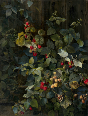 Lot 6128, Auction  119, Thornam, Emmy Marie Caroline, "Voxende Hindbær": Himbeerstrauch mit Schmetterling