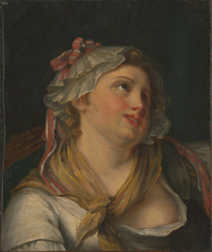 Lot 6264, Auction  119, Greuze, Jean-Baptiste - nach, 18./19. Jh. Jeune Fille: Bildnis einer jungen Frau mit weißer Haube und lila Band