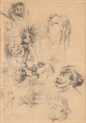 Lot 6273, Auction  119, Pocci, Franz Graf von, Studienblatt mit Karikaturköpfen