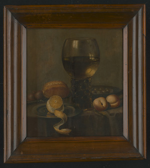Los 6388 - Sant, Hans van - Stilleben mit gefülltem Römer, einer geschälten Zitrone auf einem Zinnteller, Kirschen in einer Zinnschale, Pfirsichen, Pflaumen und Brot - 1 - thumb