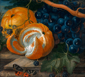 Lot 6433, Auction  119, Zinnögger, Leopold, Früchtestillleben mit Orangen, Trauben, Brombeeren und Schmetterling