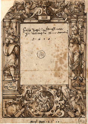 Los 6509 - Jegli II, Hans - Scheibenriss mit dem Raben der den Heiligen Antonius und Paulus das Brot bringt sowie den Evangelisten - 0 - thumb