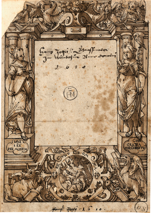 Lot 6509, Auction  119, Jegli II, Hans, Scheibenriss mit dem Raben der den Heiligen Antonius und Paulus das Brot bringt sowie den Evangelisten