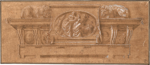 Lot 6528, Auction  119, Römisch, um 1600. Entwurf für eine Supraporta-Dekoration mit Löwen