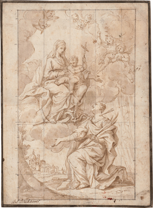 Lot 6536, Auction  119, Bicchierai, Antonio, Die hl. Christina von Bolsena bittet die Madonna mit Kind um den Segen für eine Kirche
