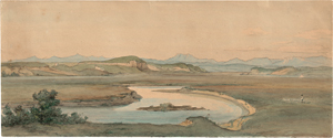 Lot 6711, Auction  119, Preller d. Ä., Friedrich, Weite Tiberlandschaft an der Quelle bei Acqua acetosa.