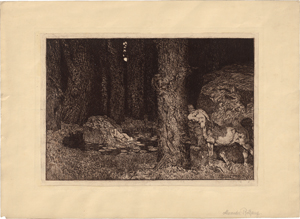 Lot 6964, Auction  119, Rothaug, Alexander, Kentaur im Wald mit Teichnymphe