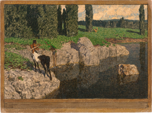 Lot 6969, Auction  119, Rothaug, Alexander, Jagender Kentaur / Trüber Tag (Waldlandschaft)