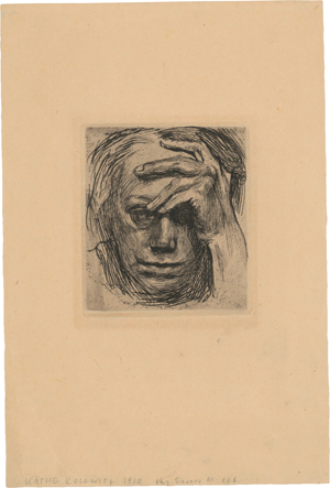 Lot 7180, Auction  119, Kollwitz, Käthe, Selbstbildnis mit der Hand an der Stirn