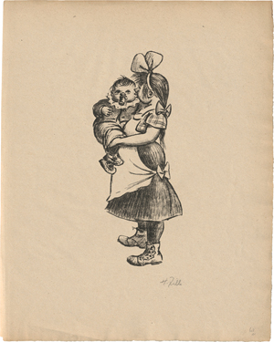 Lot 7361, Auction  119, Zille, Heinrich, Stehendes Mädchen mit Haarschleife und Kind auf dem Arm