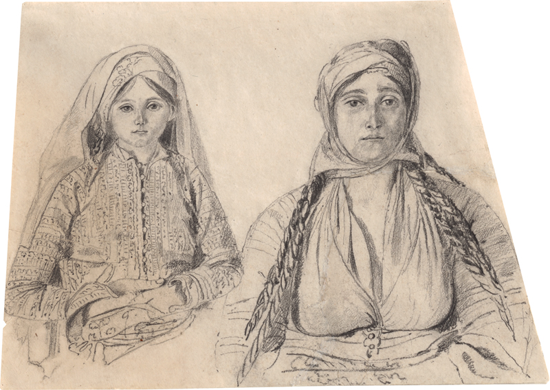 Lot 6667, Auction  119, Delacroix, Eugène, Junge Marokkanerin und Kind in traditioneller Tracht