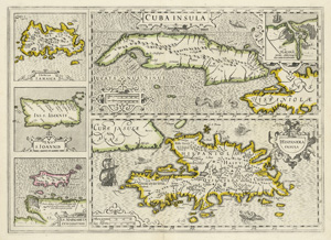 Lot 49, Auction  120, Mercator, Gerard, Cuba Insula. Hispaniola Insula. Insula Iamaica. Ins. s. Ioannis. I. s. Margareta cum confiniis. 