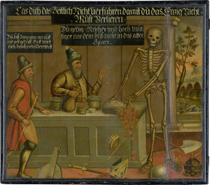 Lot 1580, Auction  120, Vanitas vanitatum, Öl auf Weichholzpanel.  1. Hälfte des 16. Jahrhunderts