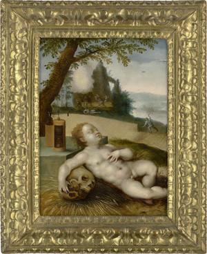 Lot 1583, Auction  120, Maerten de Vos, Umkreis. Schlafender Putto in Allegorie der Vergänglichkeit