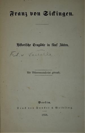 Lot 2056, Auction  120, Lassalle, Ferdinand, Franz von Sickingen