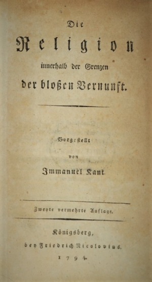 Lot 2132, Auction  120, Kant, Immanuel, Die Religion innerhalb der Grenzen der bloßen Vernunft