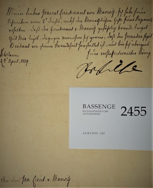 Lot 2455, Auction  120, Friedrich Wilhelm I., König von Preußen, Brief 1739 an General v. d. Marwitz