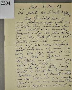 Lot 2504, Auction  120, Hofer, Karl, Brief 1923