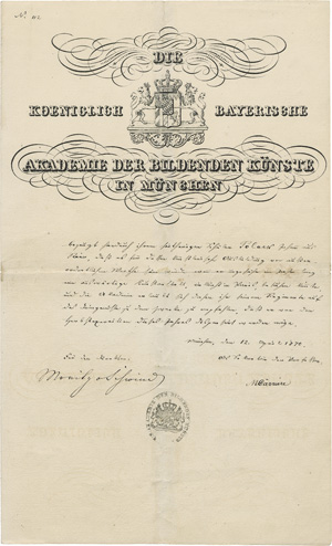 Lot 2529, Auction  120, Schwind, Moritz von, Empfehlungsschreiben 1870