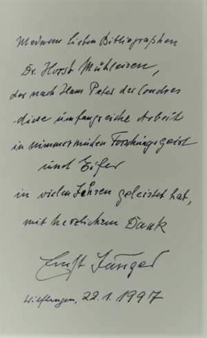 Lot 2995, Auction  120, Mühleisen, Horst und Jünger, Ernst, Bibliographie der Werke Ernst Jüngers (mit Widmung von E. Jünger) und Beigaben