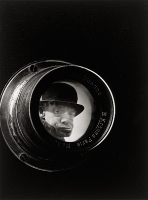 Doisneau, Robert, Photo montage of a portrait of the clochard Coco and a camera lens