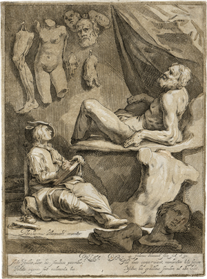 Lot 5039, Auction  120, Bloemaert, Abraham - nach, Junger Zeichenstudent zeichnet die Skulptur eines lagernden Nackten