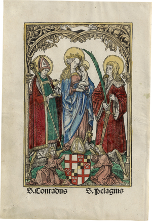 Lot 5053, Auction  120, Burgkmair d. Ä., Hans, Die Jungfrau mit dem schlafenden Kind und den Heiligen Konrad und Pelagius