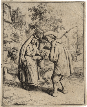 Lot 5653, Auction  120, Ostade, Adriaen van, Eine Frau und ein Mann im Gespräch