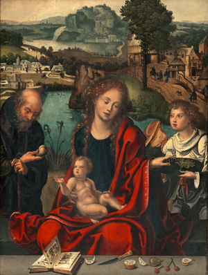 Lot 6000, Auction  120, Aelst  d. Ä., Pieter Coecke van - Werkstatt, Die Heilige Familie mit einem Engel, der Maria eine Traube reicht