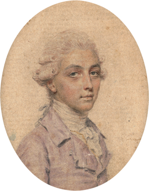 Lot 6045, Auction  120, Smart, John, Miniatur Portrait eines jungen Mannes in fliederfarbiger Jacke (Vorzeichnung)